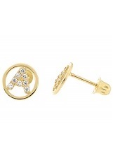 delightful bright initial infant stud earrings